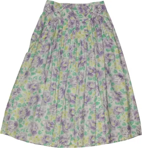 80s Pleated Skirt with Flower Print