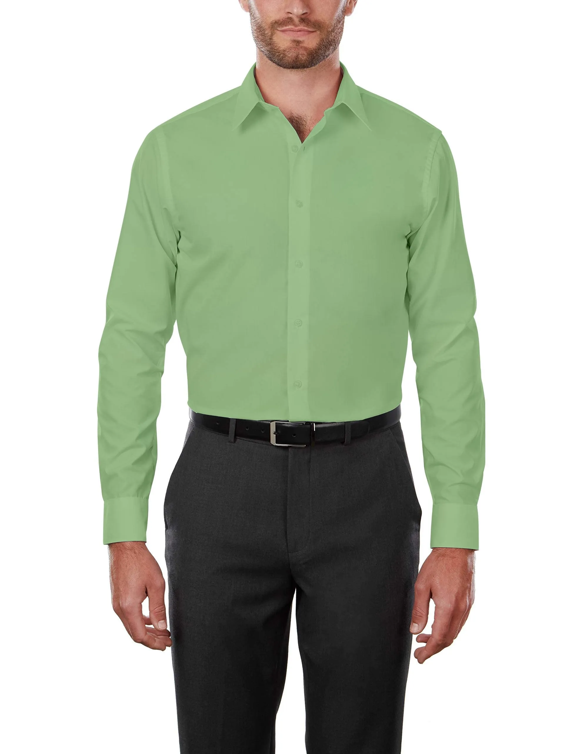 Adam Baker Men's 4-Way Stretch Slim Fit Long Sleeve Solid Dress Shirt - Colors