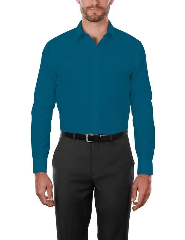 Adam Baker Men's 4-Way Stretch Slim Fit Long Sleeve Solid Dress Shirt - Colors