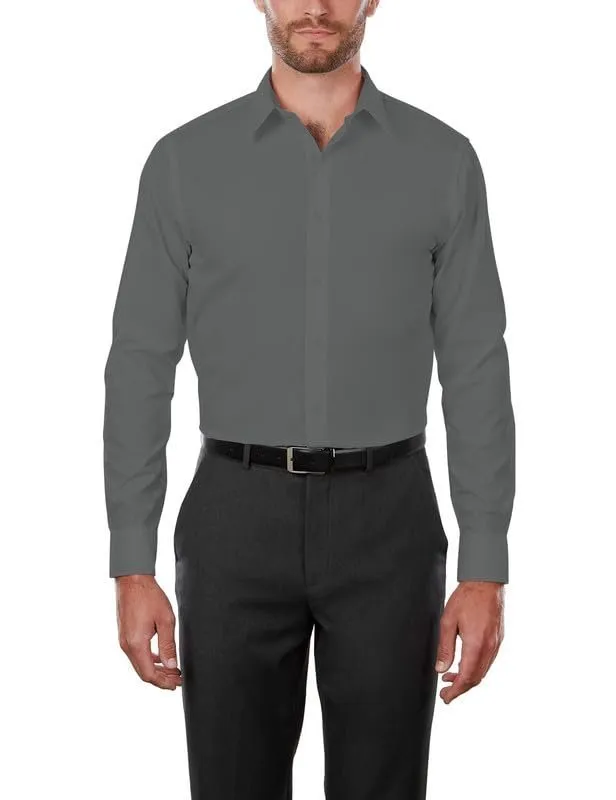 Adam Baker Men's 4-Way Stretch Slim Fit Long Sleeve Solid Dress Shirt - Colors