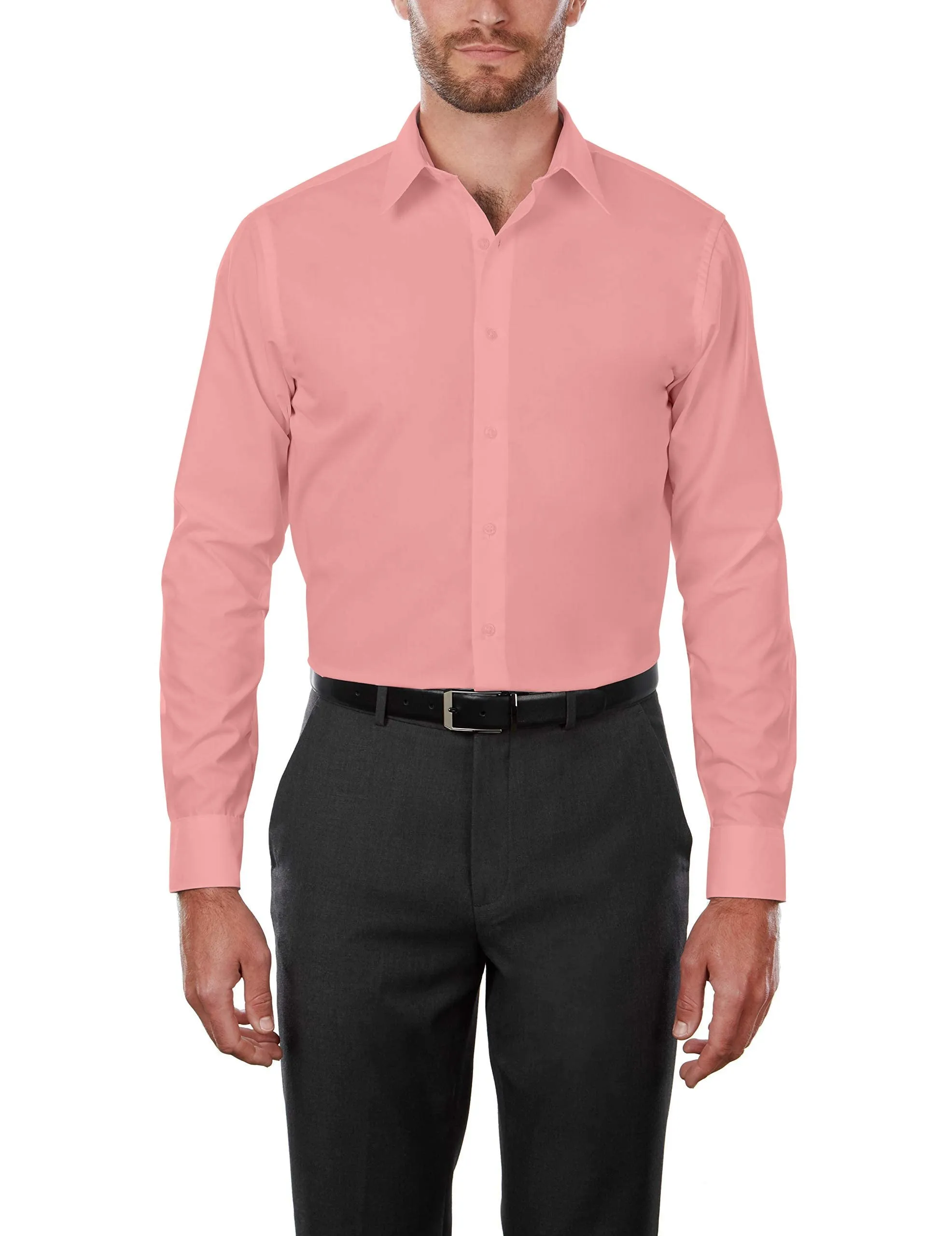 Adam Baker Men's 4-Way Stretch Slim Fit Long Sleeve Solid Dress Shirt - Colors