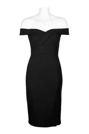 Aidan by Aidan Mattox Chic Off-Shoulder Bodycon Dress with Stylish Side Slit and Hidden Zipper