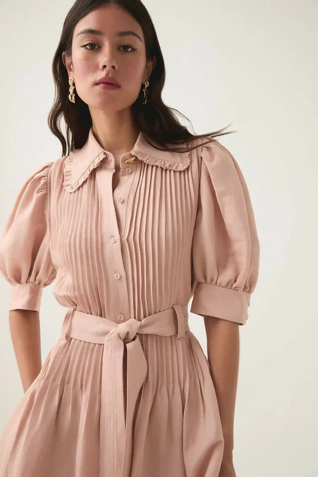 Aje Madeleine Belted Midi Dress in Blush