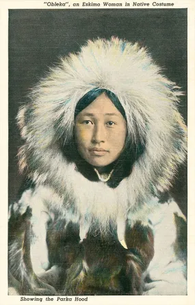 AK-123 Obleka, Indigenous Alaskan Woman in Native Costume - Vintage Image