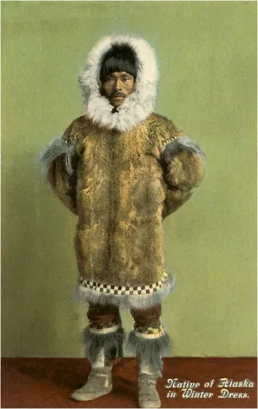 AK-28 Indigenous Alaskan Man in Winter Clothing - Vintage Image