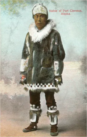 AK-82 Indigenous Alaskan Man in Native Clothing - Vintage Image