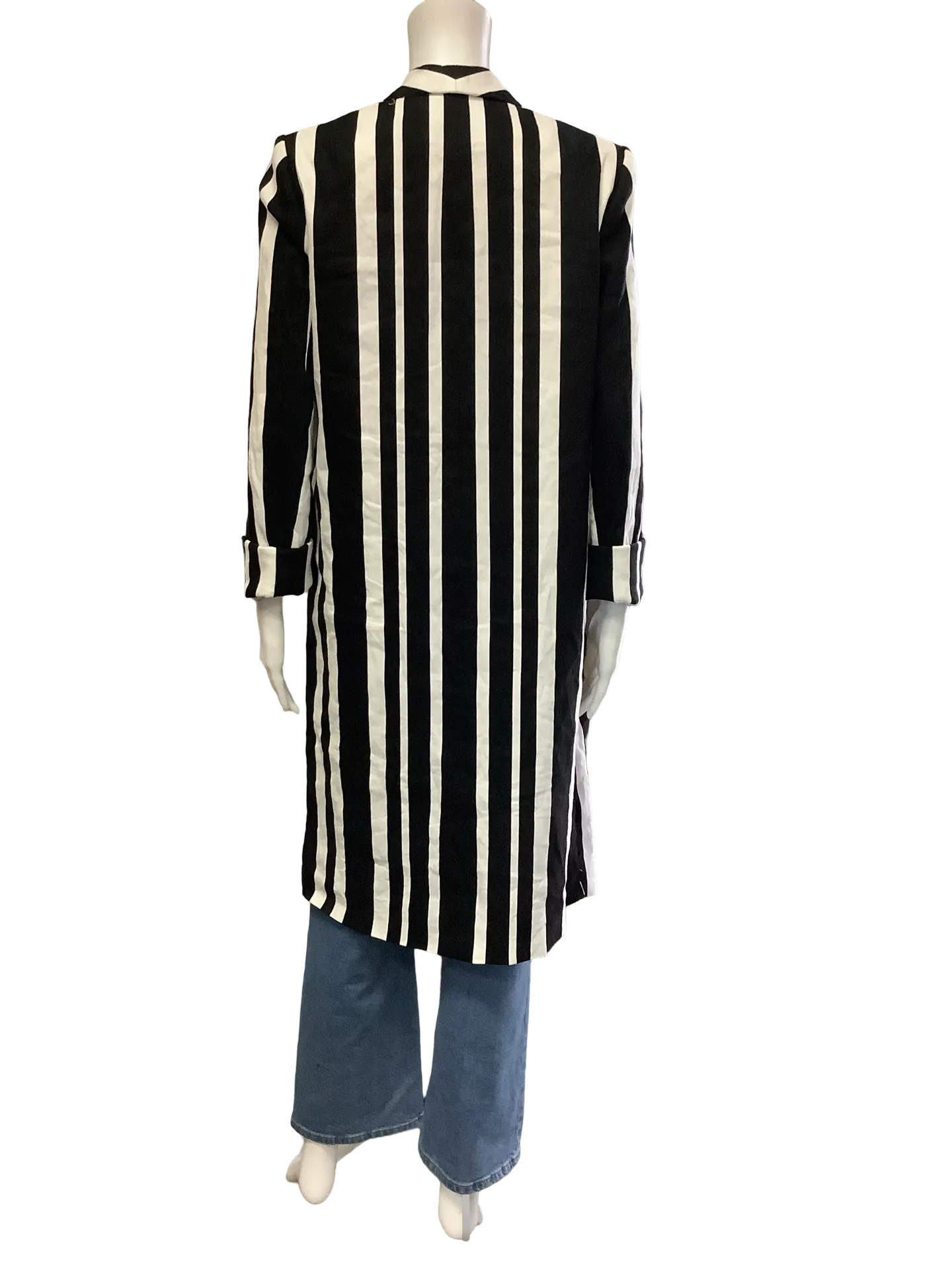 Alice   Olivia Womens Midi Length Jacket Striped Size: S