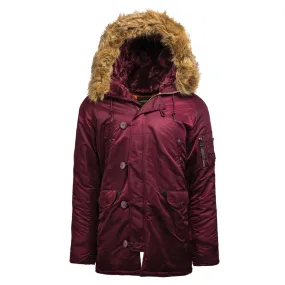 Alpha Industries Men's Maroon/Orange N-3B Slim Parka