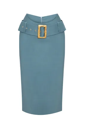 ANNE WORKING SKIRT IN BLUE GREEN