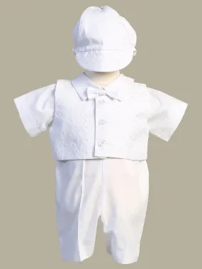 Baby Boys White Baptism & Christening Romper - Theo