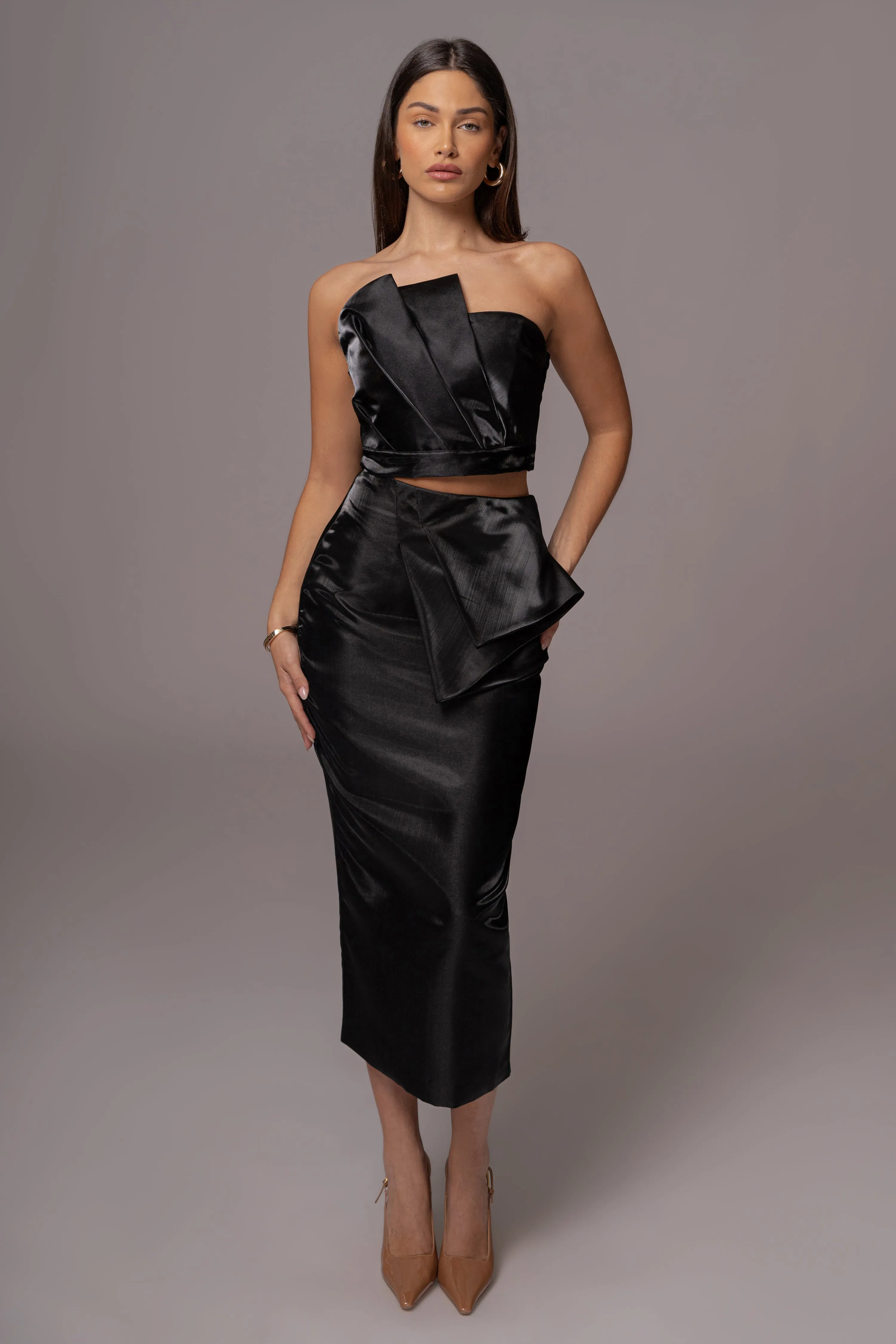 Black Gala Pleated Top