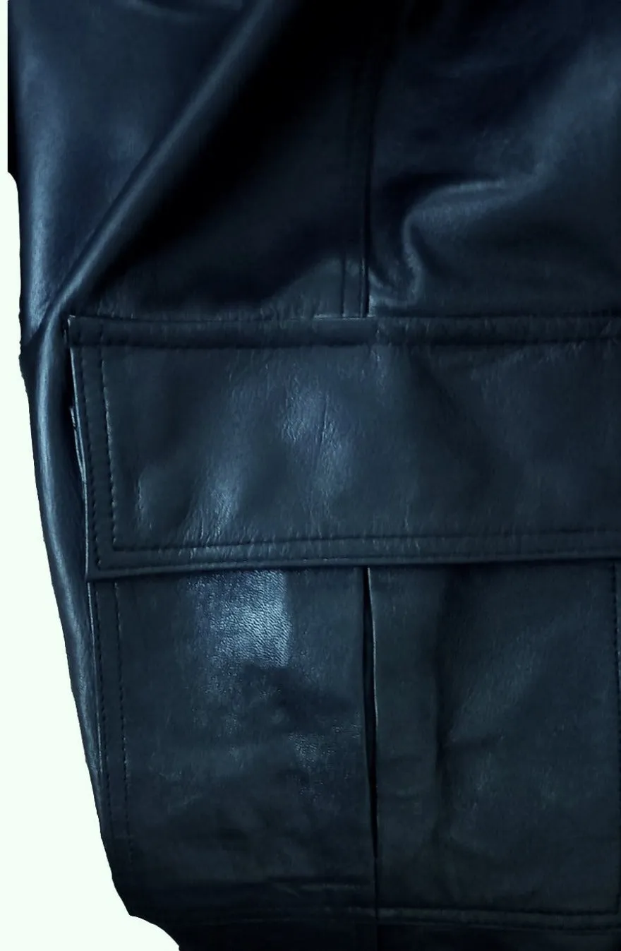 Black Leather Cargo Pants