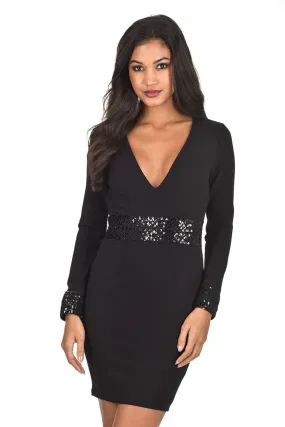 Black Sequin Bodycon Dress