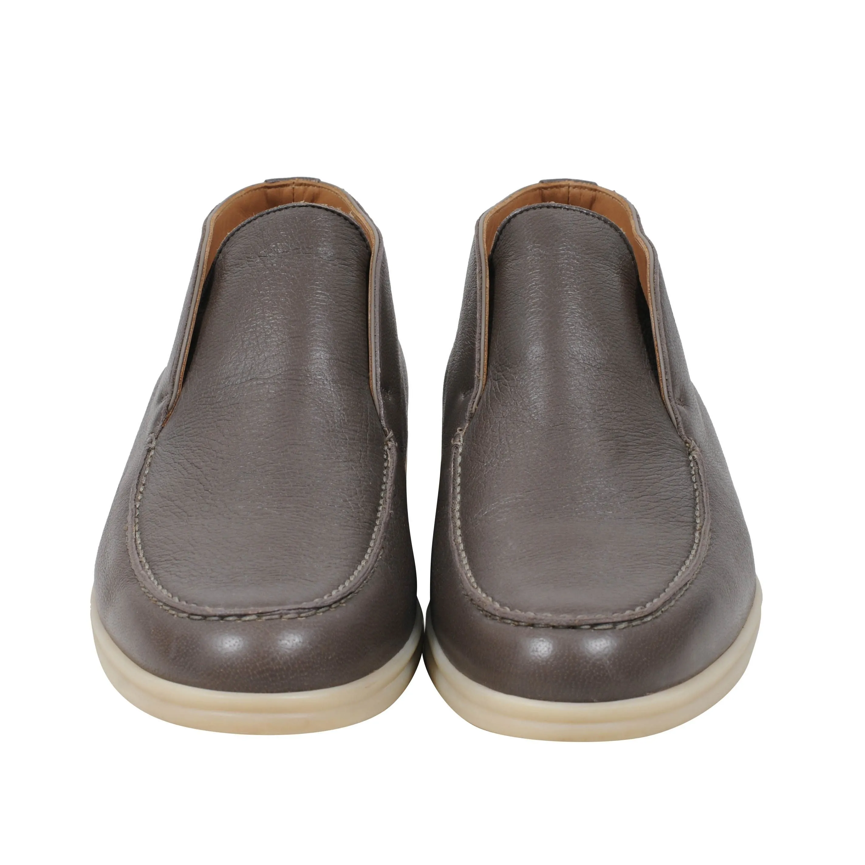 Brown Leather Uomo Open Walk Mid Ankle Slip On's