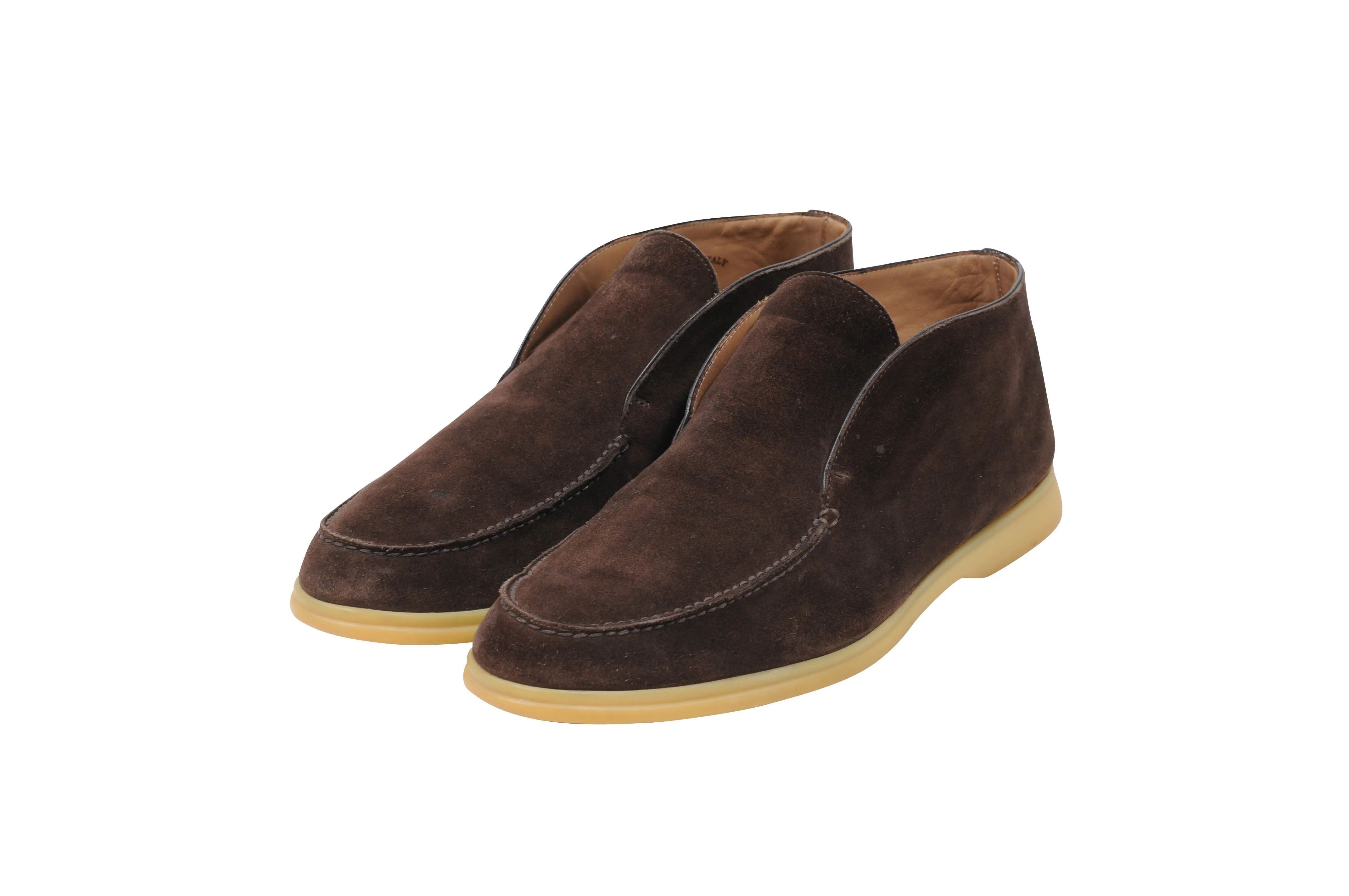 Brown Suede Uomo Open Walk Mid Ankle Slip On's