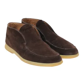 Brown Suede Uomo Open Walk Mid Ankle Slip On's