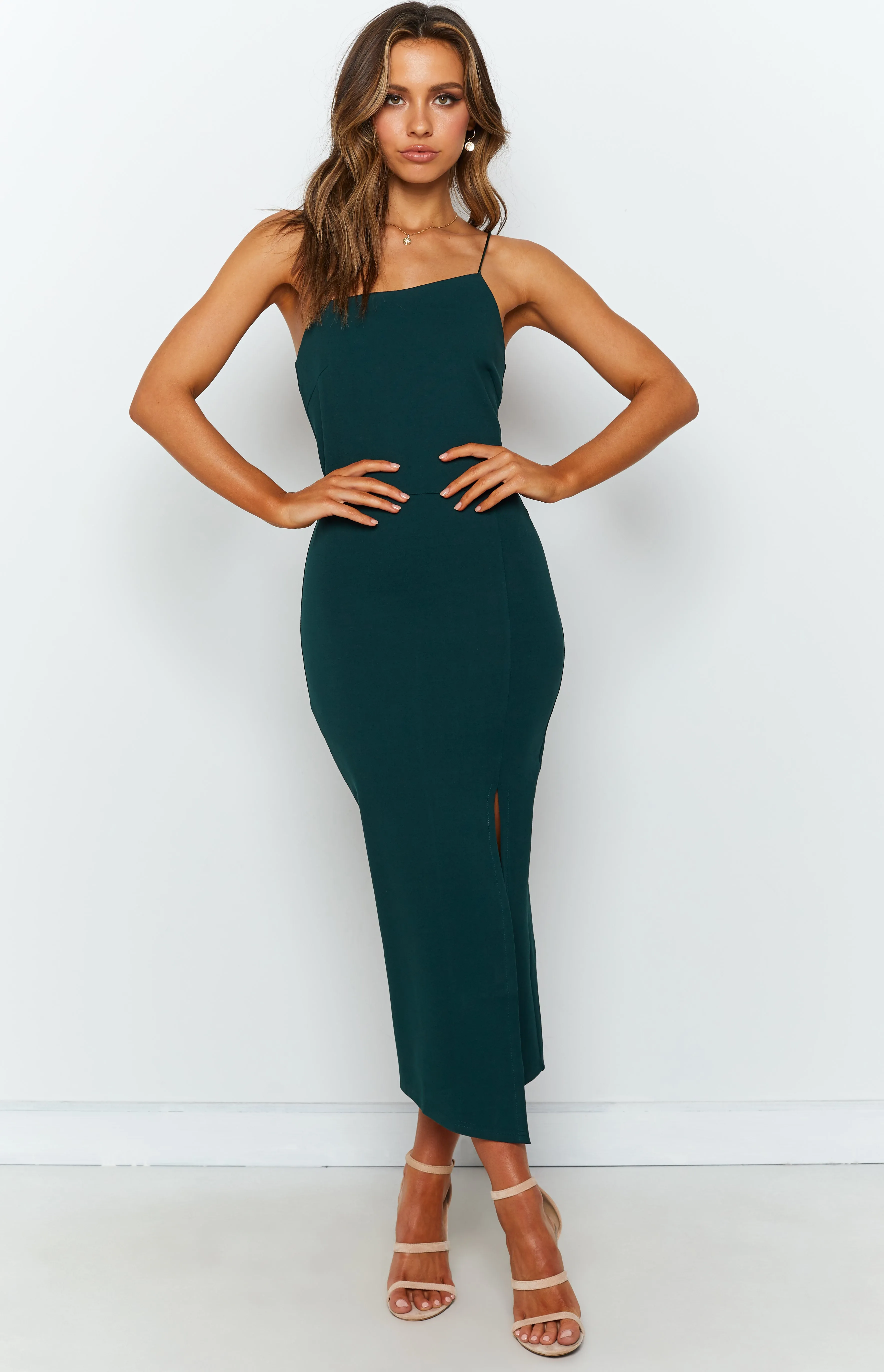 Cecilia Bodycon Midi Dress Emerald