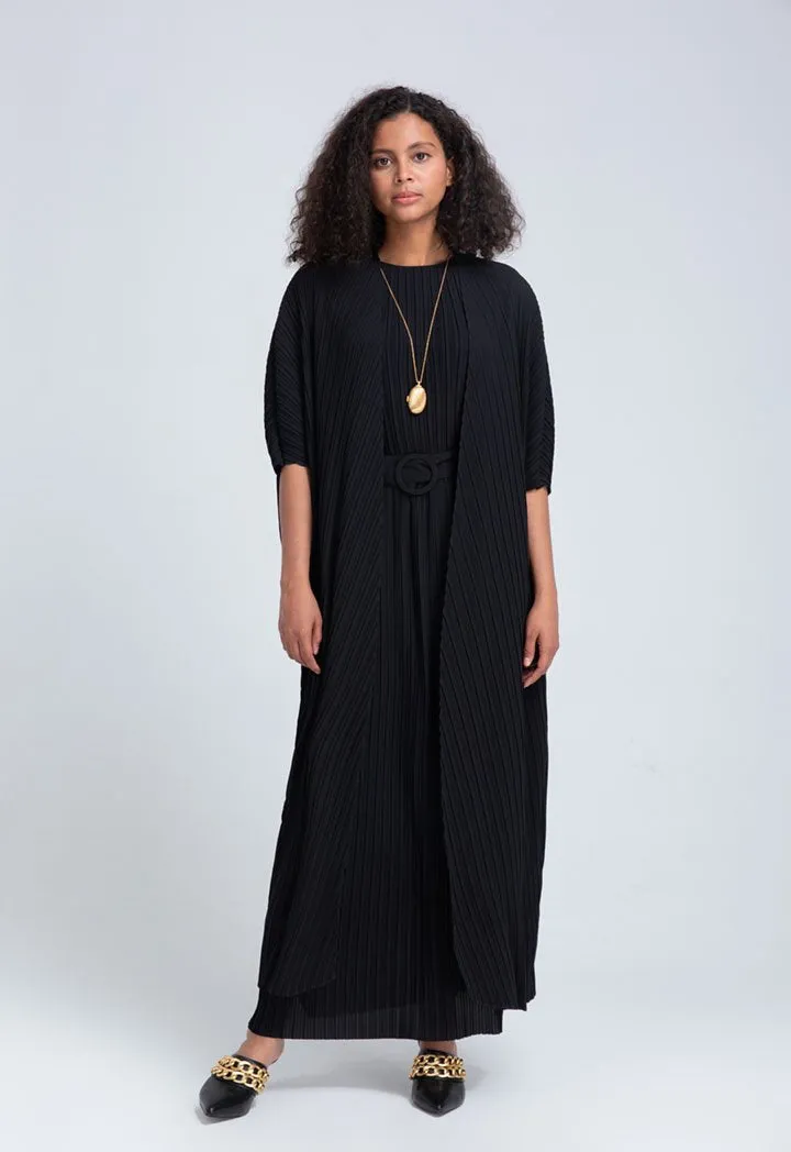 Choice Pleated Top And Skirt Black