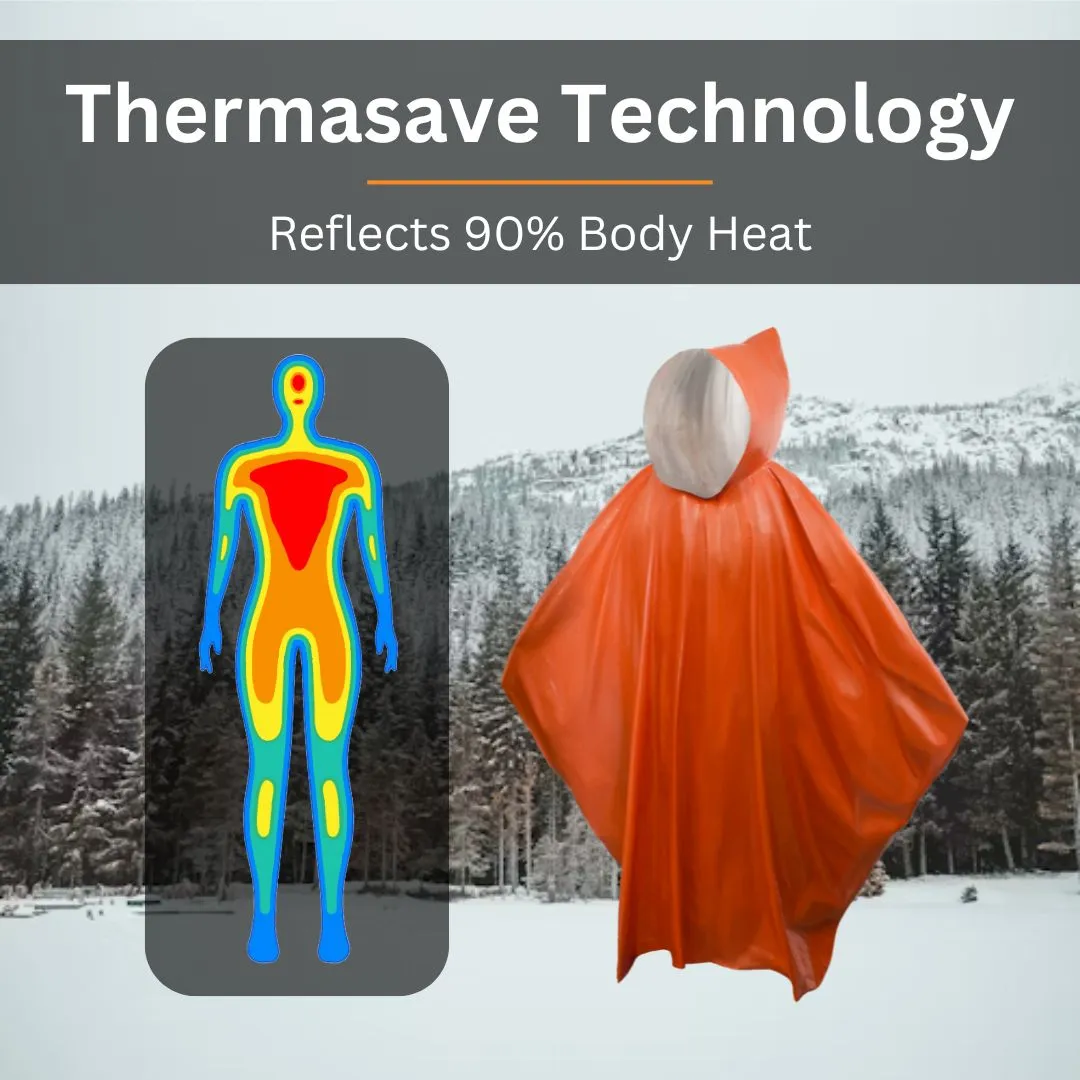 Cold Weather Survival Poncho with ThermaSave Technology