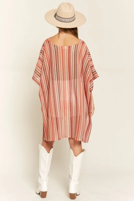 COLORFUL VERTICAL STRIPE PONCHO