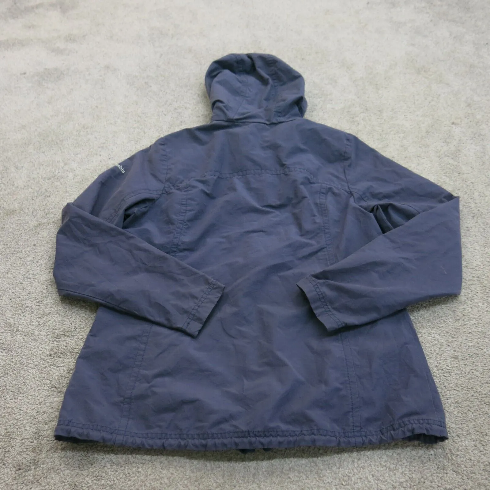 Columbia Jacket Womens Large Blue Outdoor Lightweight Parka Zip Hooded Coat Logo