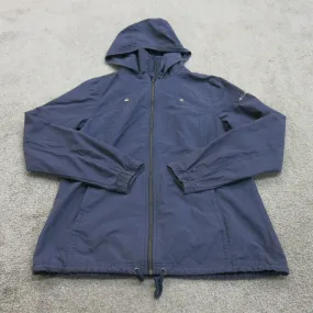 Columbia Jacket Womens Large Blue Outdoor Lightweight Parka Zip Hooded Coat Logo