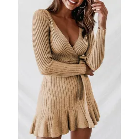 Commute Wholesale Low Cut Women Knit Mini Dress