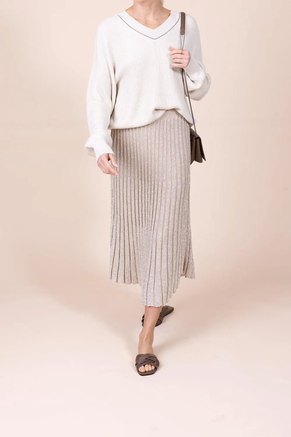 Dazzling Rib Knit Midi Skirt