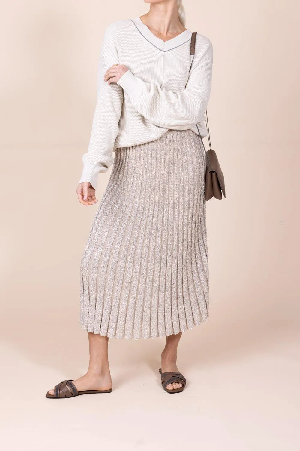 Dazzling Rib Knit Midi Skirt