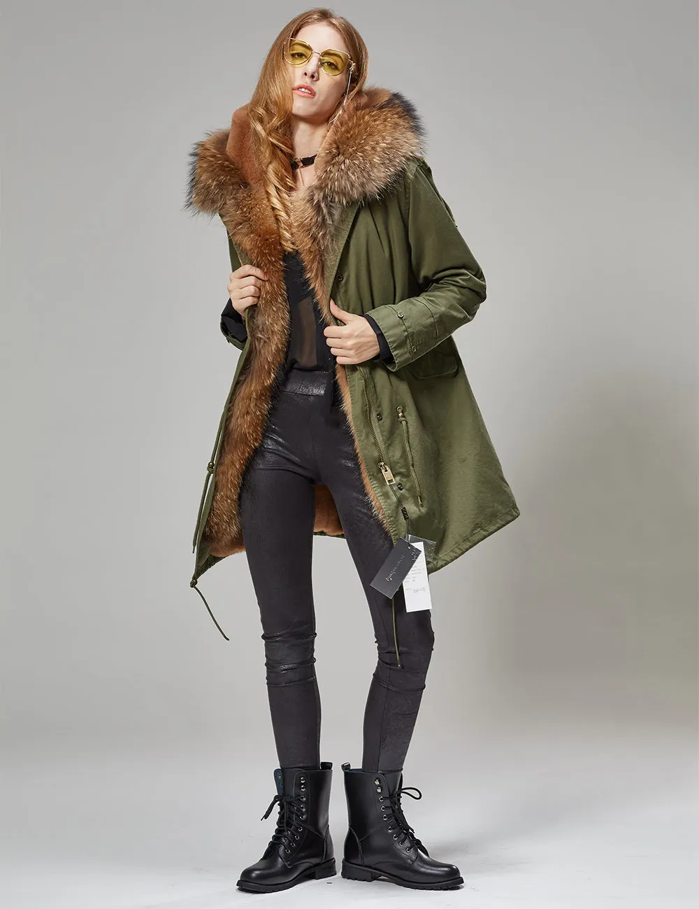 Echtpelz-Parka “Emily” Olive