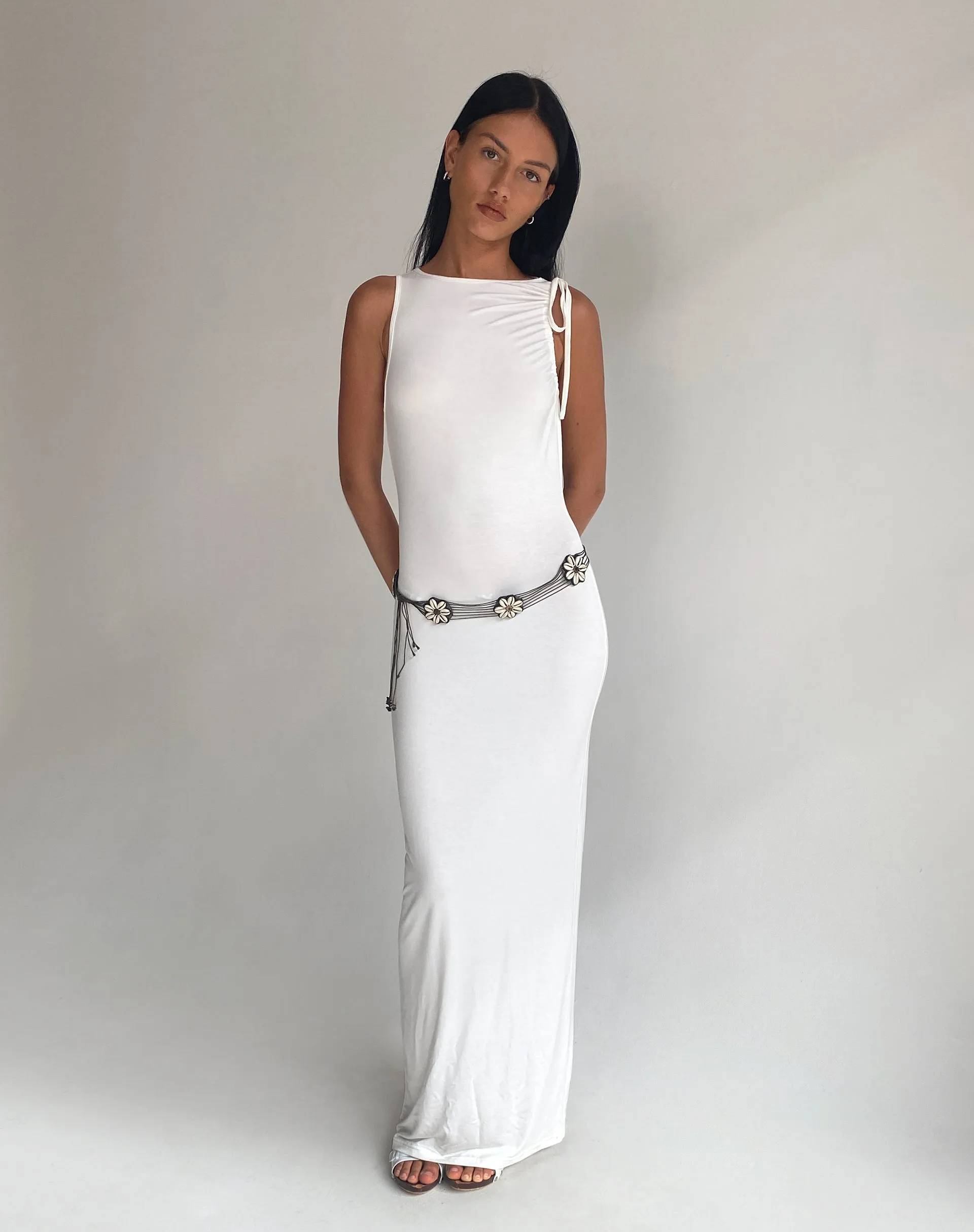 Elinor Maxi Dress in Slinky White