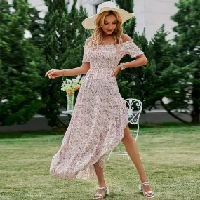 Embroidered Off Shoulder White Boho Dress