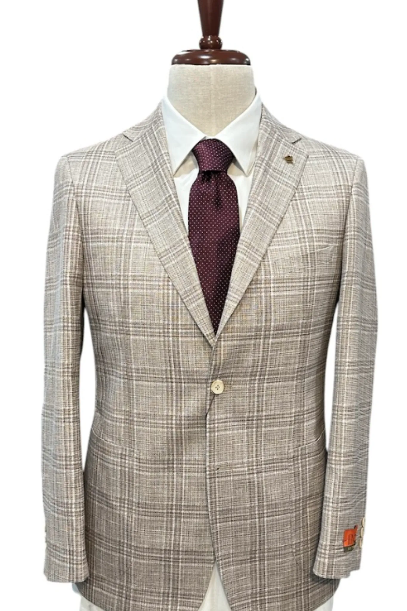 Enzo - Sport Coat - Taupe Plaid