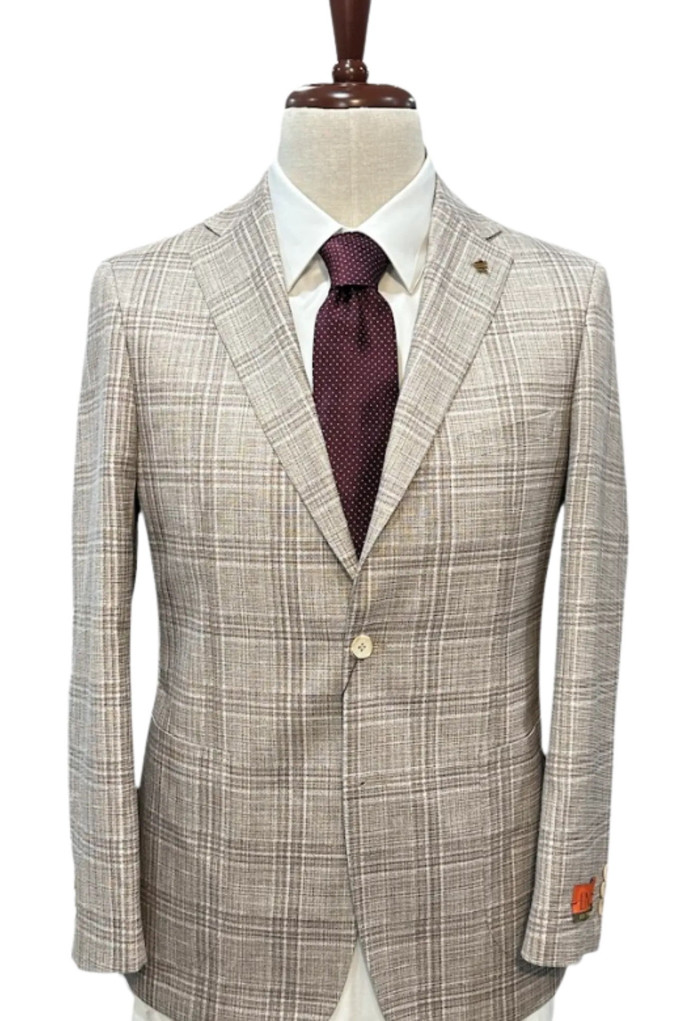 Enzo - Sport Coat - Taupe Plaid