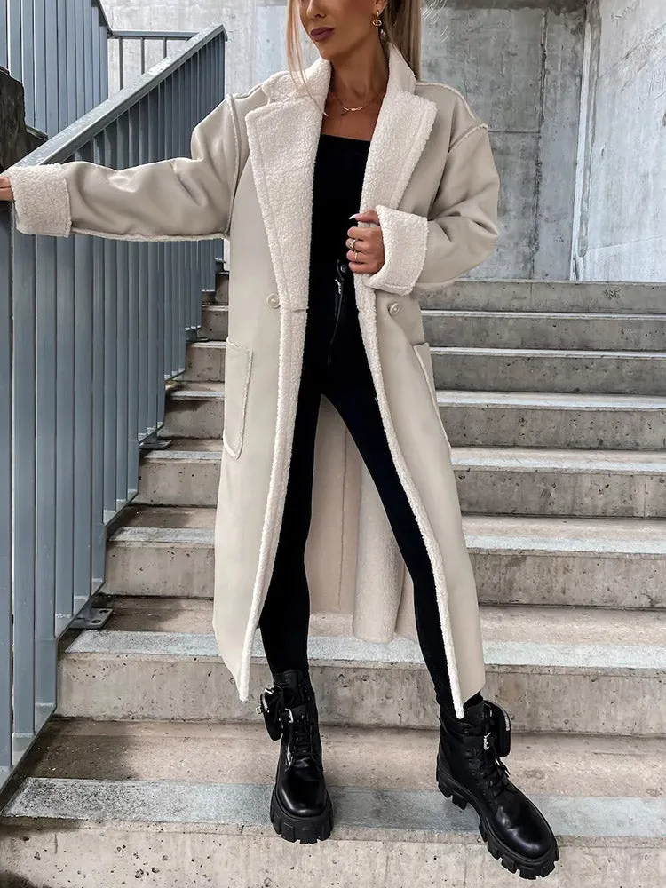 Faux Leather Shearling Lined Coat