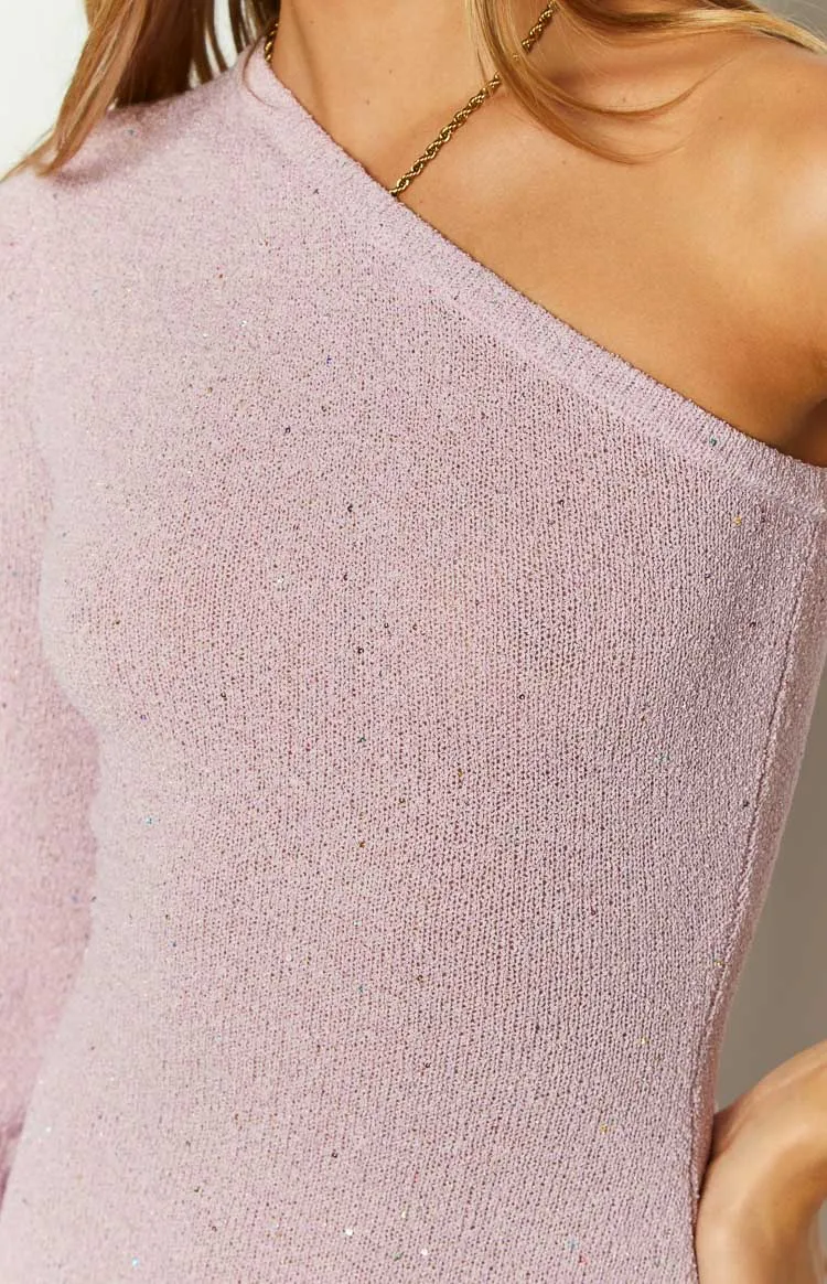 Forever Young Pink Knit One Shoulder Mini Dress