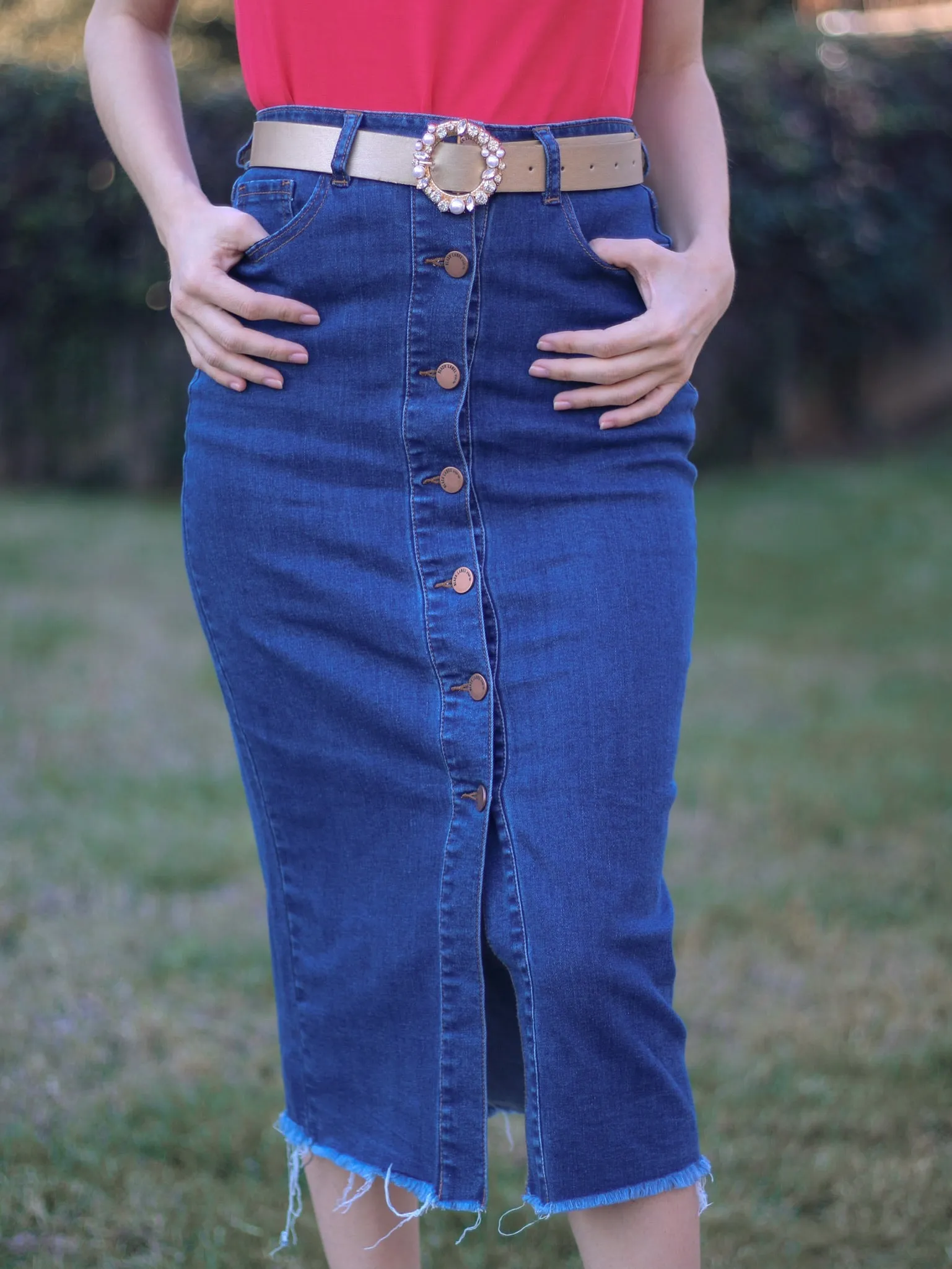 Gracelyn Denim Skirt - Dark Wash