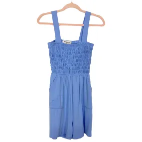 Impressions Sky Blue Smocked Bodice Romper NWT- Size S