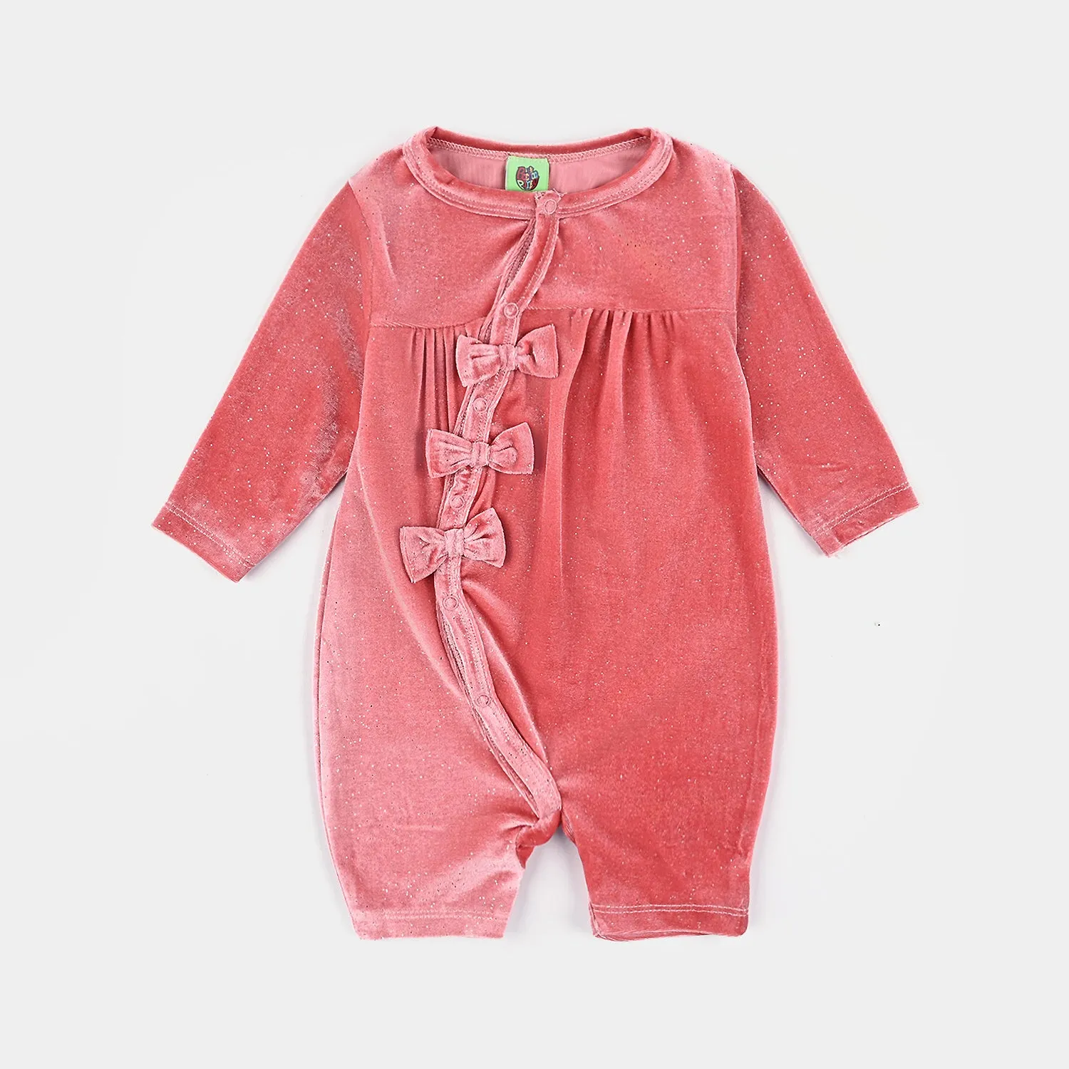 Infant Girls Velvet Romper-MAROON