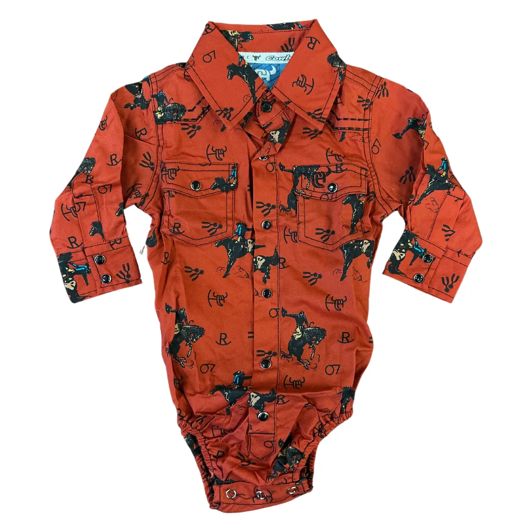 Infant Long Sleeve Romper Vintage Bronc