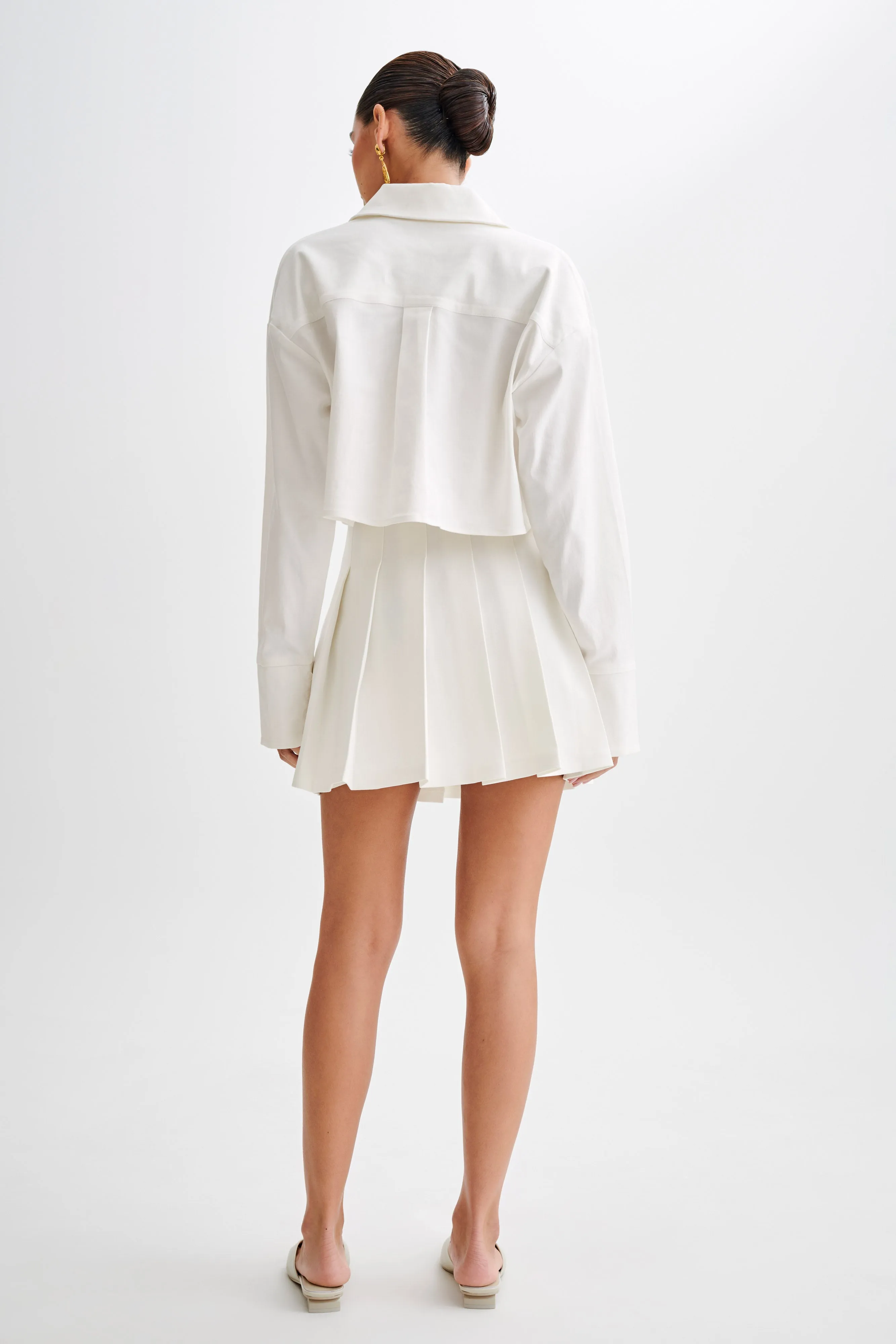 Julianna Cotton Pleated Mini Skirt - White