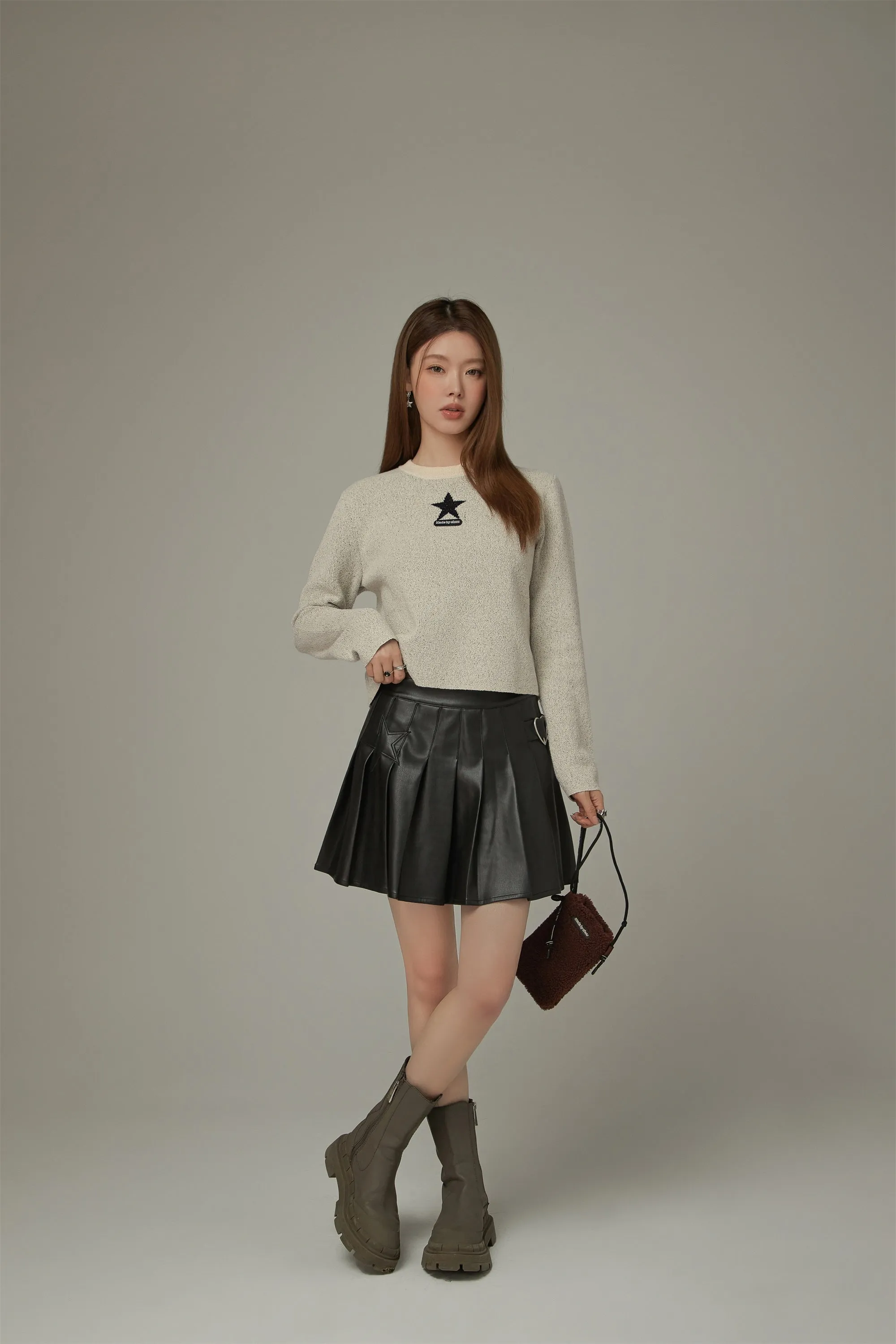 Leather Pleated Skirt