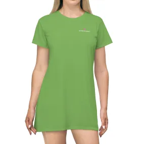 Light Green T-Shirt Dress, Solid Color Crewneck Long Tee Shirt Dress For Women - Made in USA