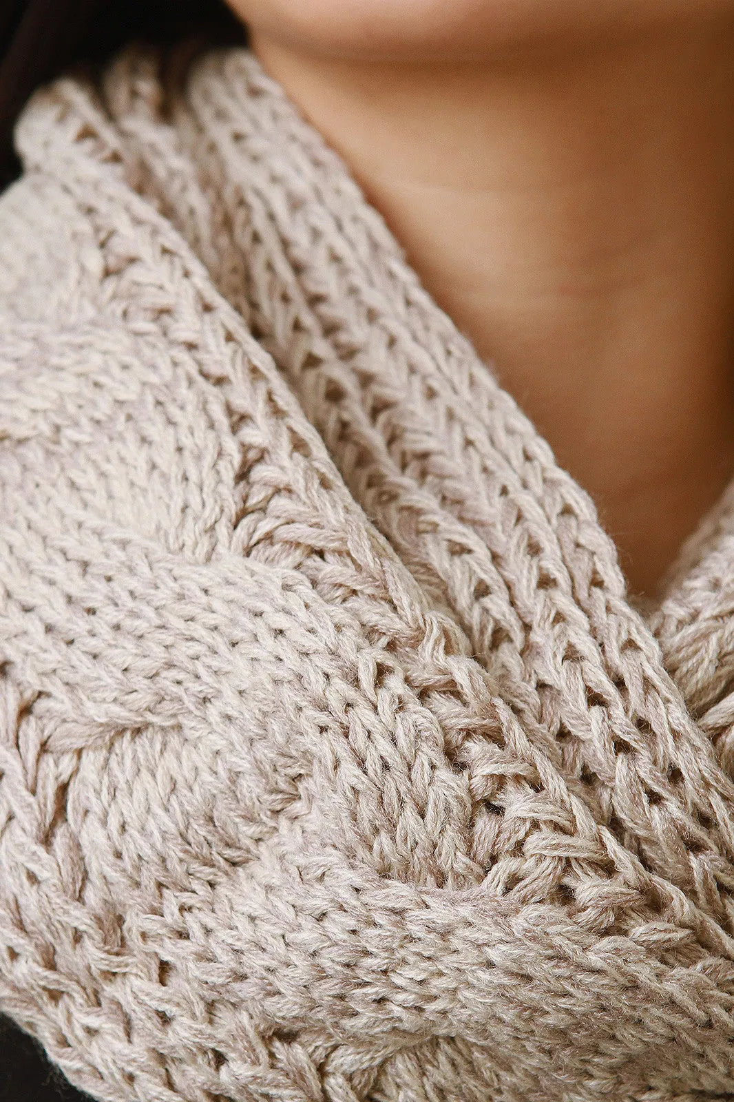 Loose Cable Knit Infinity Scarf