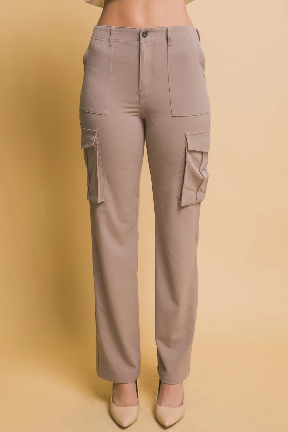 Love Tree High Rise Cargo Pants in Taupe