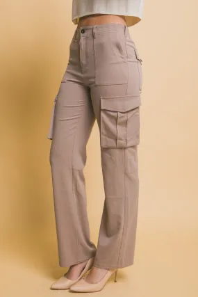 Love Tree High Rise Cargo Pants in Taupe