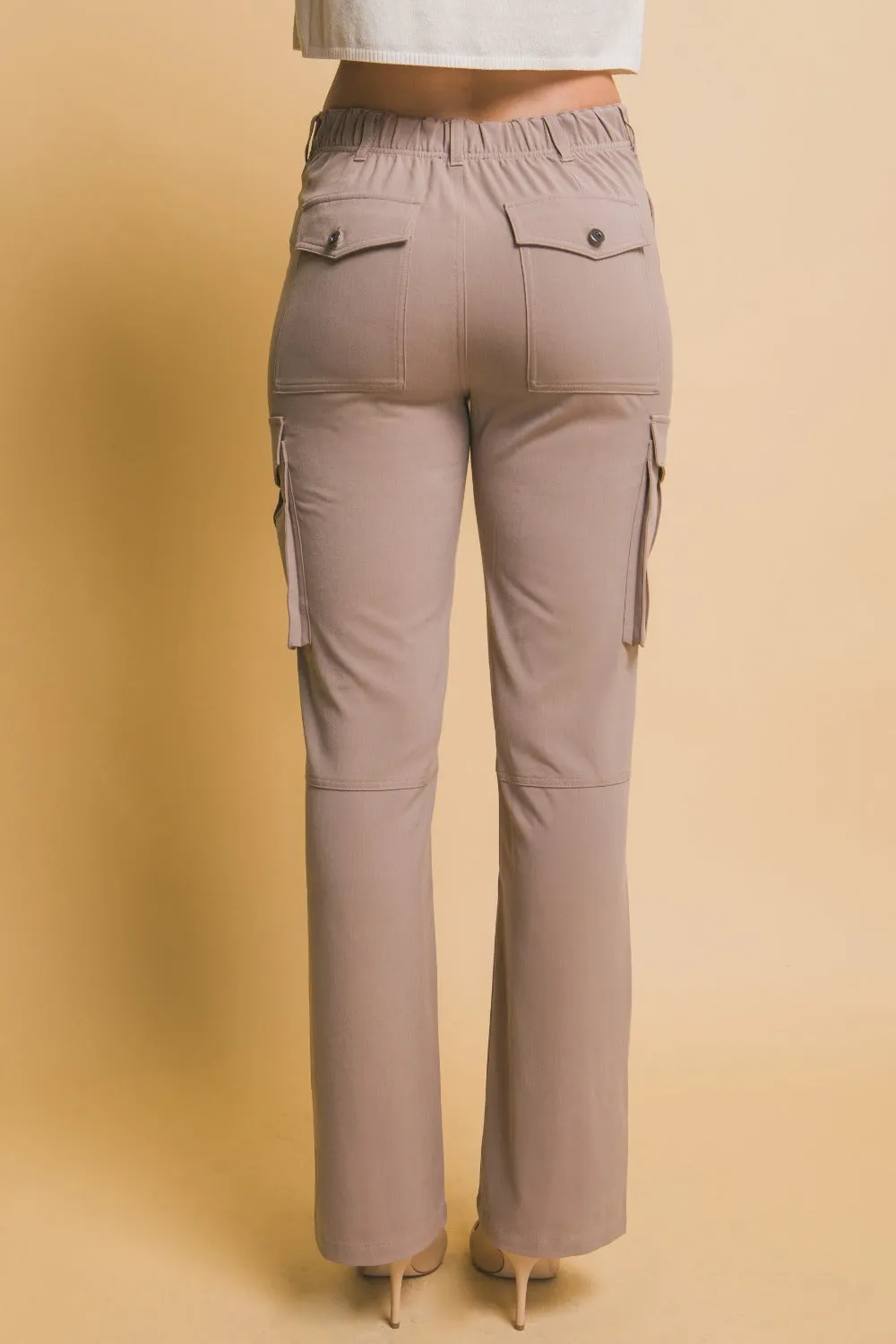 Love Tree High Rise Cargo Pants in Taupe