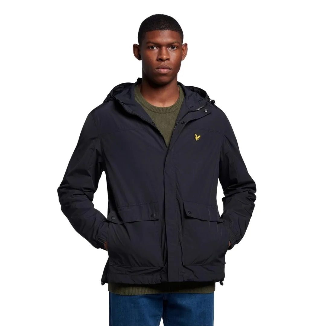 Lyle & Scott Branded Black Hooded Parka Jacket