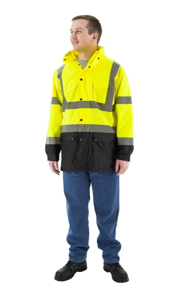 Majestic 75-1305 Hi-Vis Waterproof Rain Jacket Nylon Mesh Liner ANSI 3 R