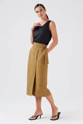 MODERN MIDI SKIRT IN CHECKS